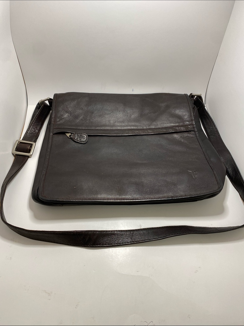 Frye Dark Brown Leather Messenger Bag with Adjustable Strap